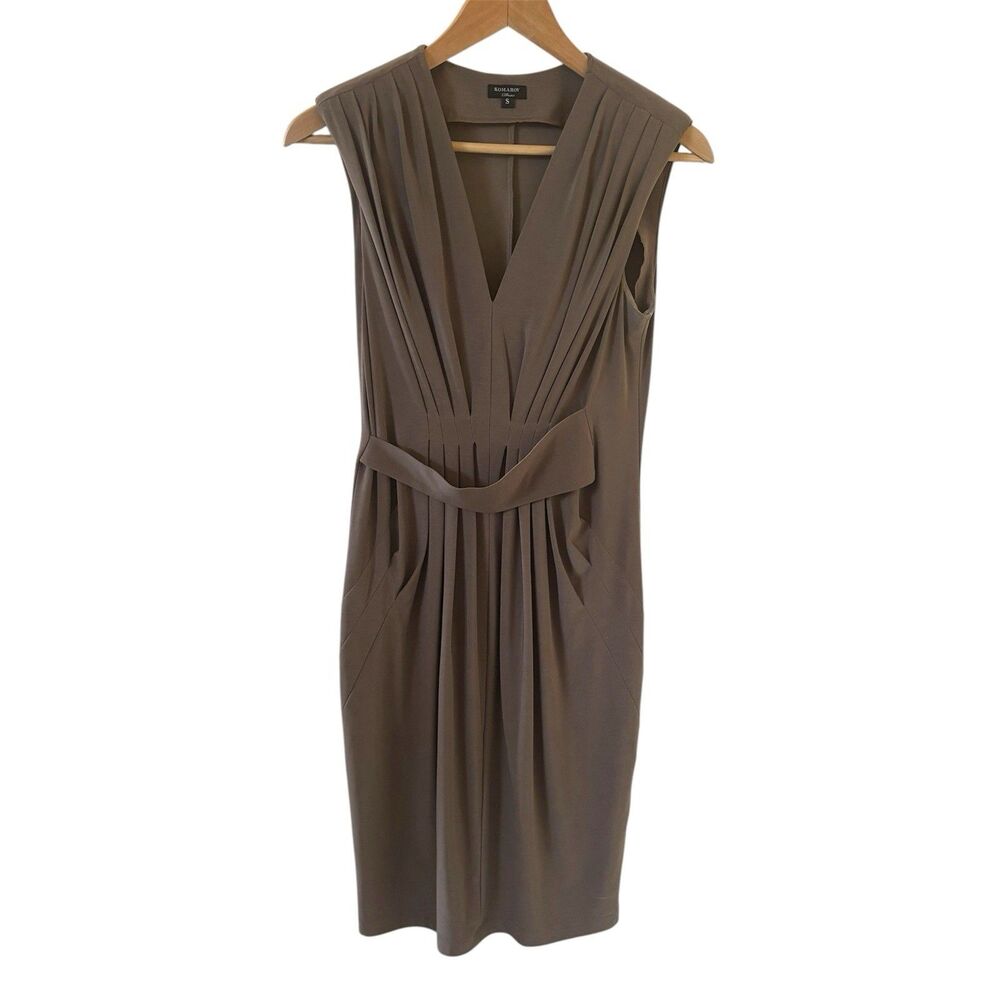 Komarov Midi Dress S Brown Belted Designer‎ Wedding Bodycon Quiet Luxury Party